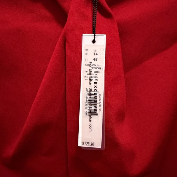 Elie Tahari Red Twist-Neck Sheath Dress Long Sleeve Size 10 NWT Luxury - Picture 5 of 11